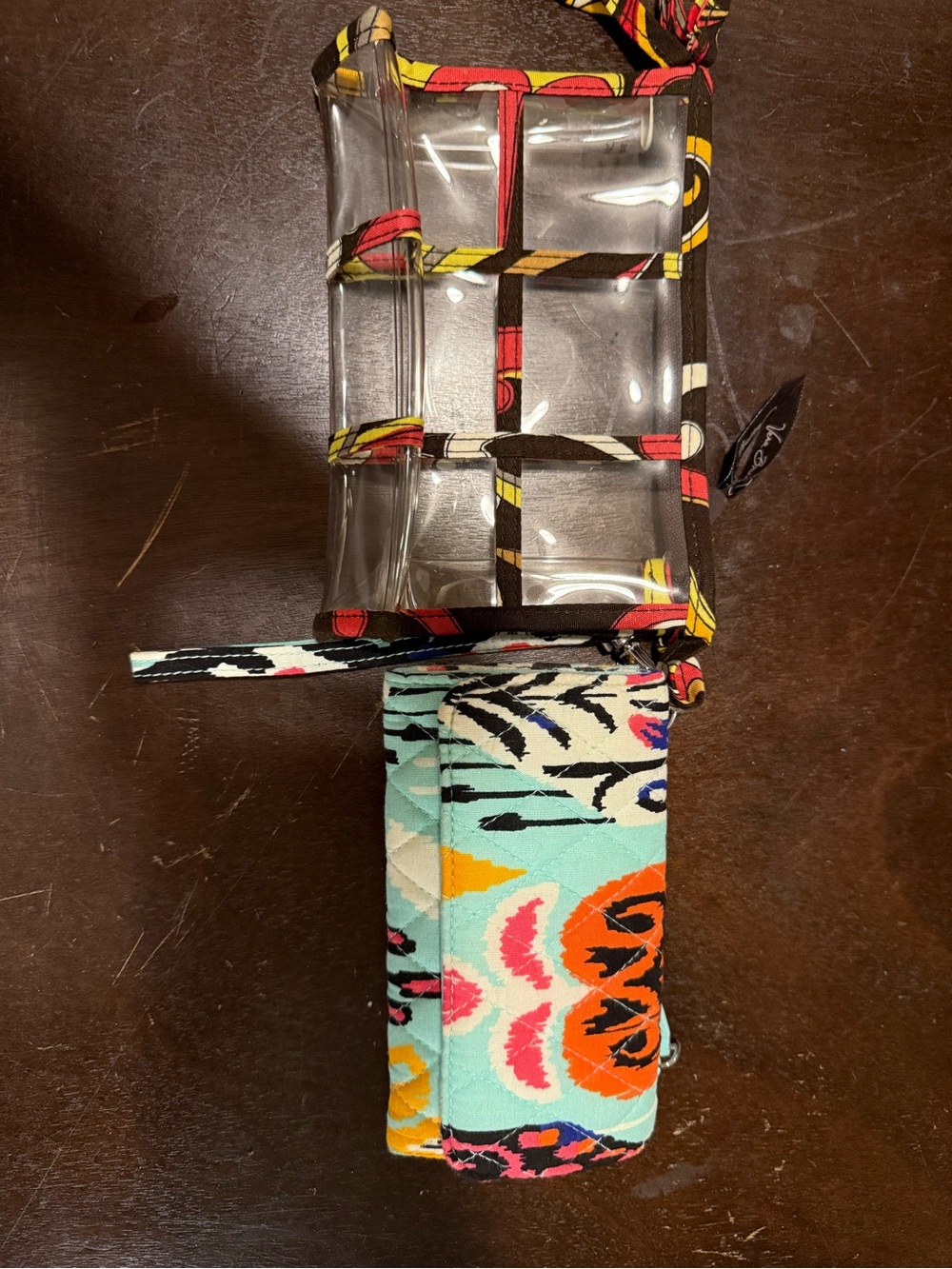 Very Bradley Clear Vinyl Cosmetic bag with Quilted Pouch wristlet included